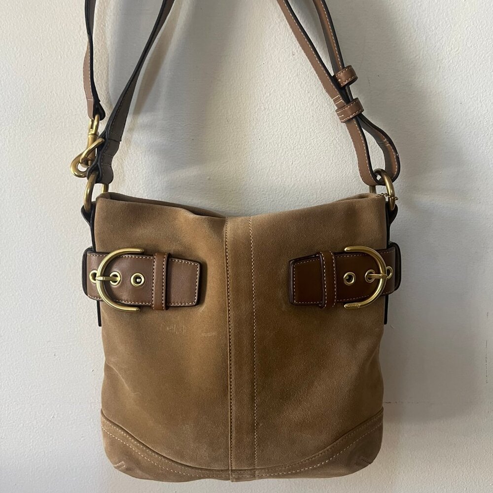 VINTAGE COACH 1483 CREED SUEDE DOUBLE STRAP BAG